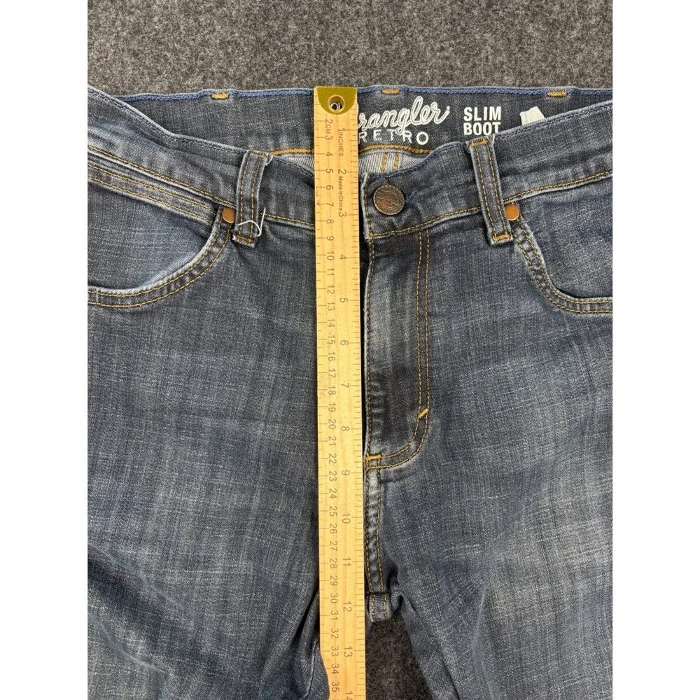 Wrangler Retro Slim Boot Jeans Mens 30x34 Blue Medium Wash Stretch 77MWZDX